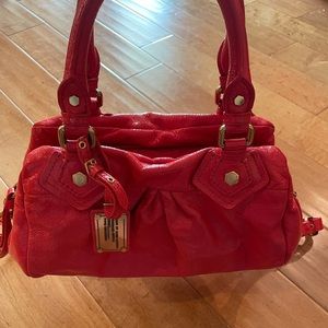 Marc by Marc Jacobs Orange Patent Leather Handbag With Crossbody Strap EUC